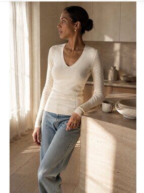NWT MAX MARA NADAR OPEN KNIT V-NECK LONG SLEEVES PULL TOP